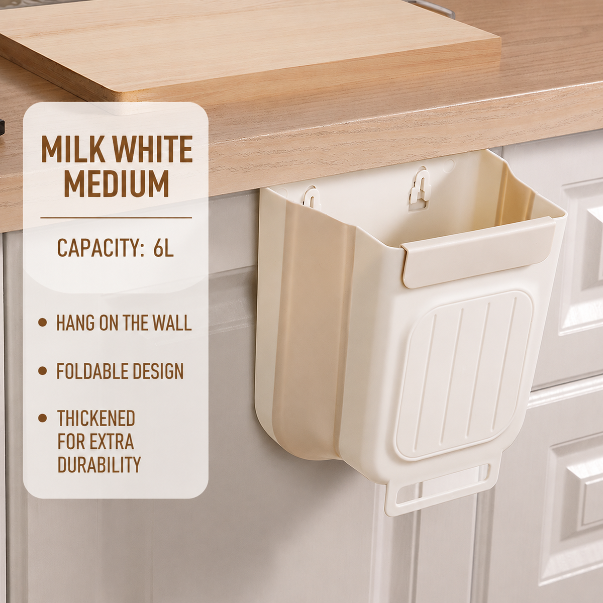 Foldable Hanging Trash Can, 6/11 L Kitchen Compost Bin for Under Sink