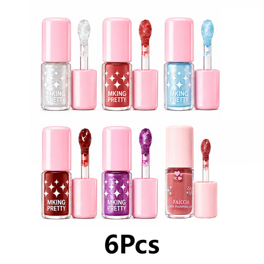6Pcs Shimmering Lip Gloss Glossy Finish Moisturizing and Brightening
