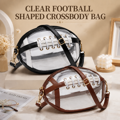 Clear Football-Shaped Crossbody Bag- Stylish Transparent Shoulder Purse
