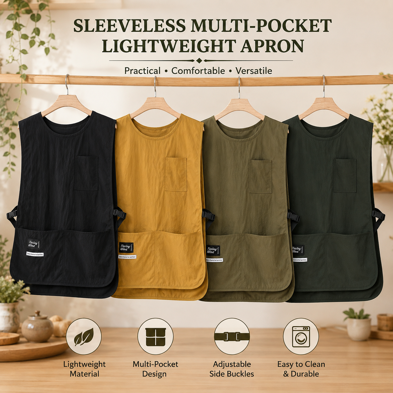 Waterproof Unisex Cobbler Apron with 4 Pockets, Vest Style Ultralight Work Overalls