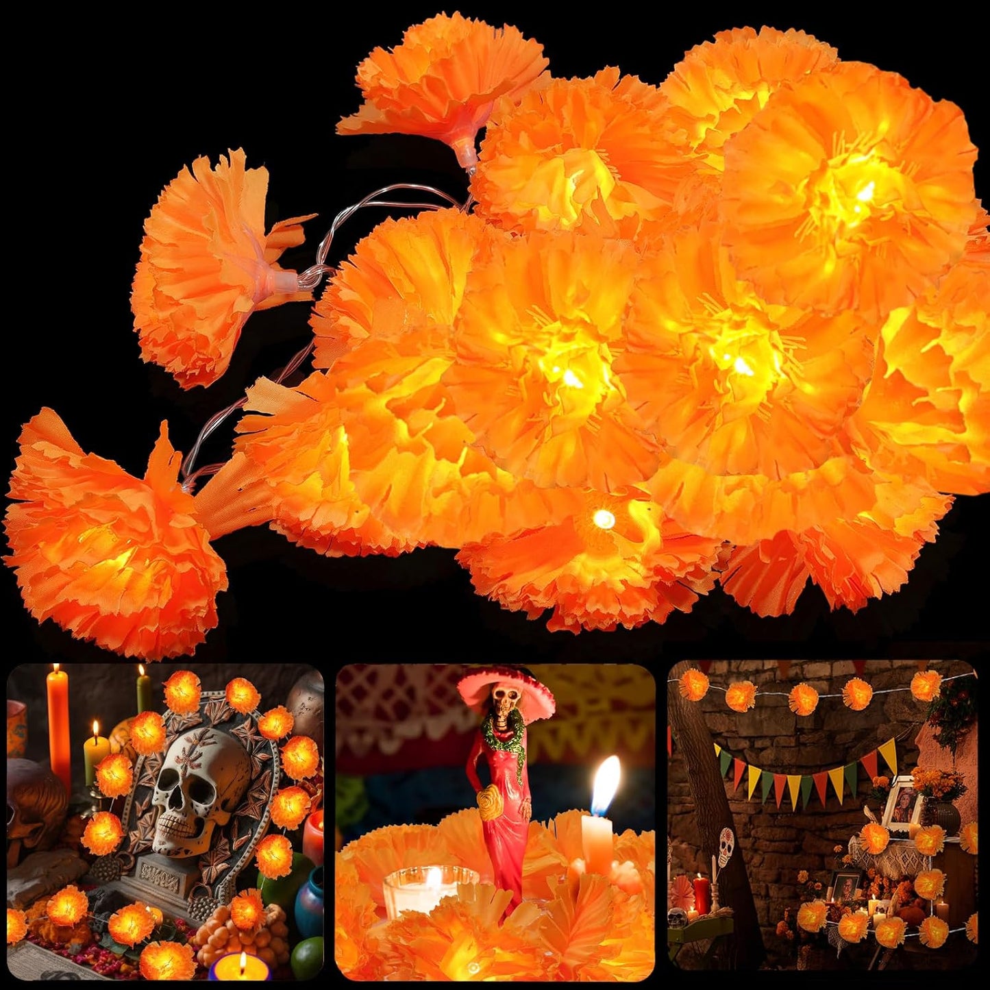 The Dead Decorations Marigold Garland Lights String for Day 10ft 20 Led