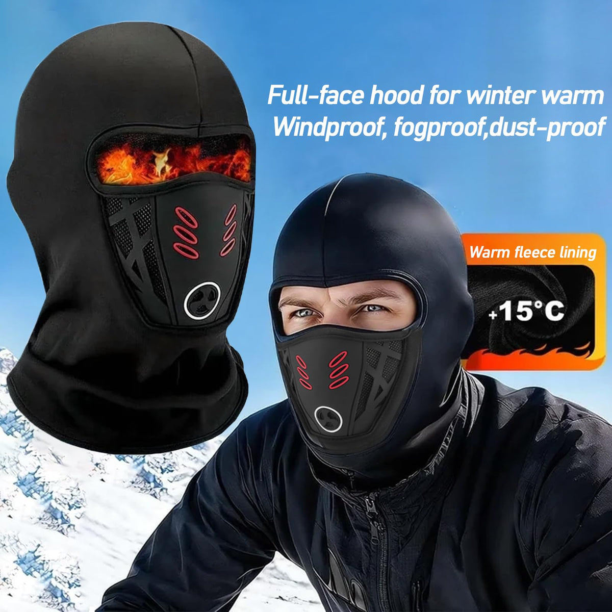 Balaclava Ski Face Mask Winter Windproof Warm Mask, Breathable Full Face Cover with Mesh Vent