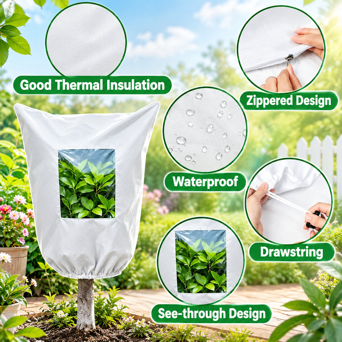 2-Pack Plant Frost Protection Covers with Viewing Window