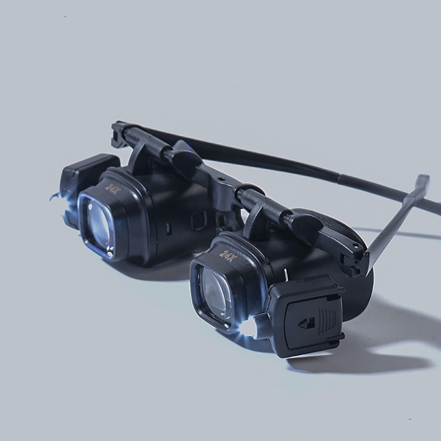 24X Headband Magnifying Glasses with 2 LED Lights 4 Sets of Interchangeable Lenses(2X, 6X, 10x, 24x)