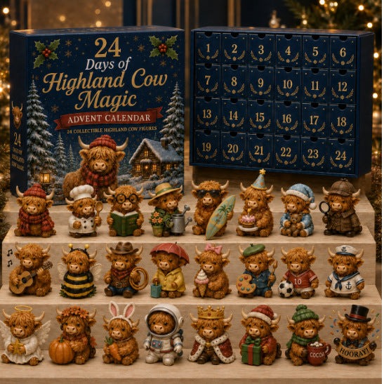 24 Days of Highland Cow Magic Advent Calendar -Collectible Surprises