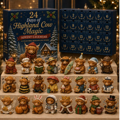 24 Days of Highland Cow Magic Advent Calendar -Collectible Surprises