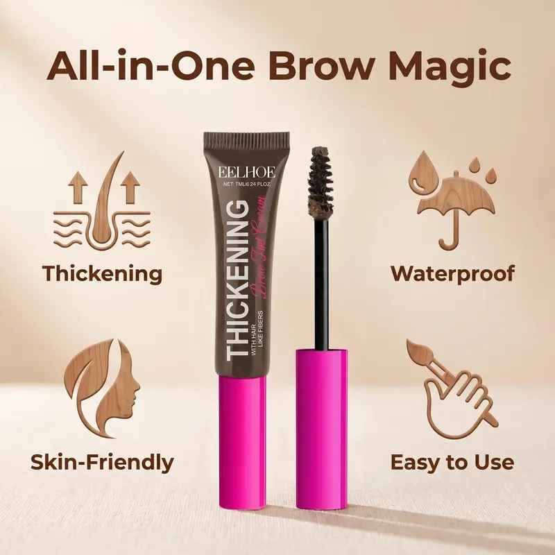 Tinted Thickening Brow Mascara,Natural-looking, Pigmented, Water-resistant, and Smudge-proof.