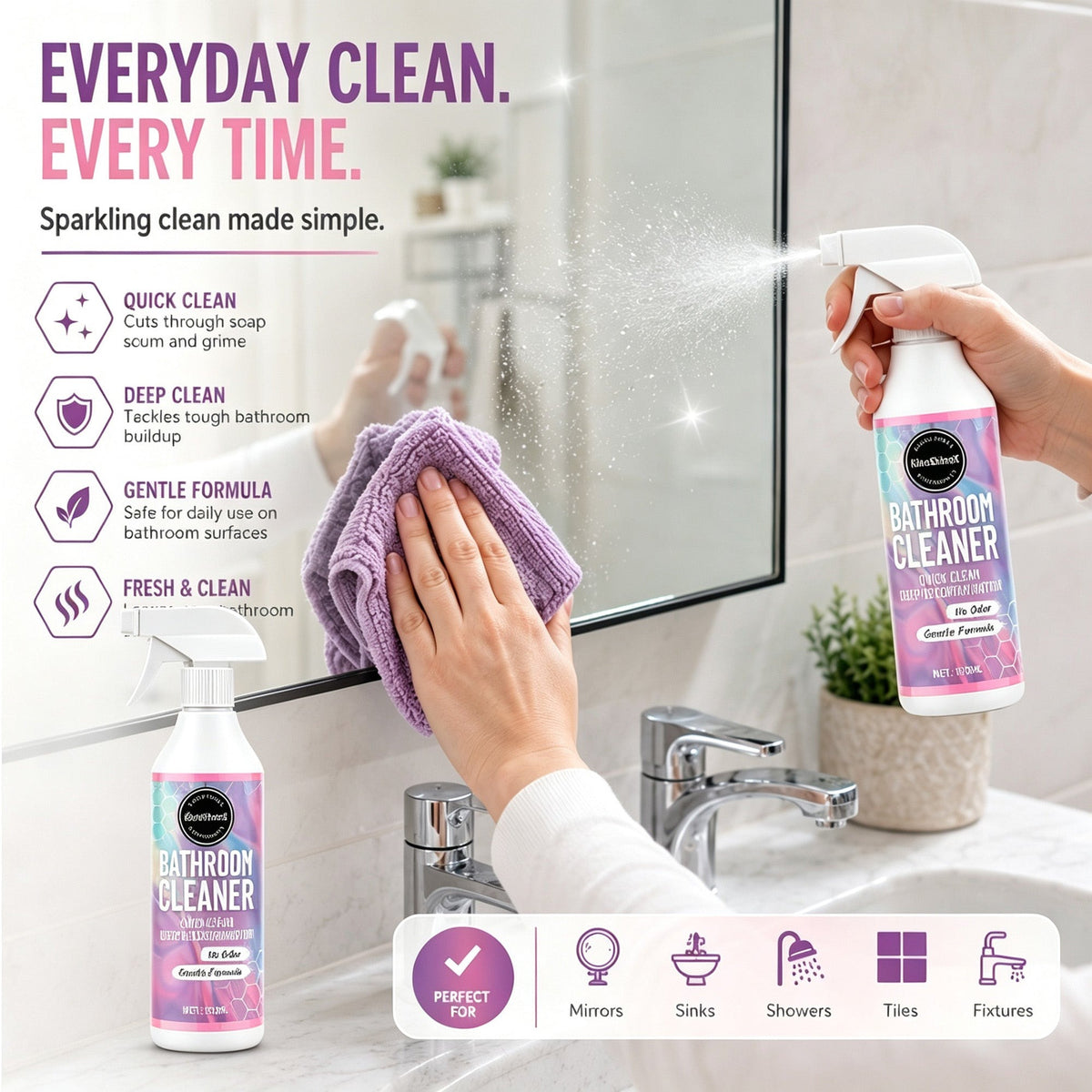 Multipurpose Cleaner,Powerful Stain Remover for Bathrooms, Water Stain Eliminator