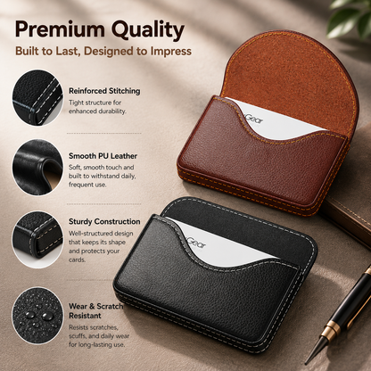 Leather Business Card Case,PocketName Card Holder Wallet for Purse