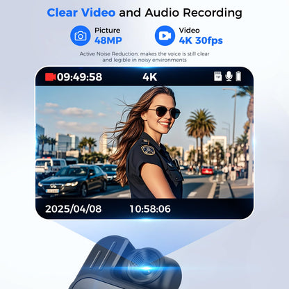4K Body Camera with Audio and Video Recording Night Vision with 180 Rotating Lens