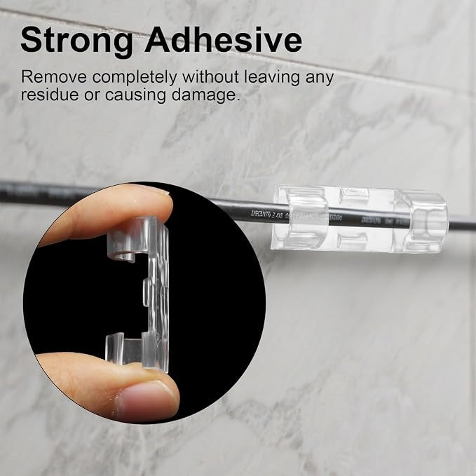 100 Pcs Self-Adhesive ABS Plastic Cable Clips