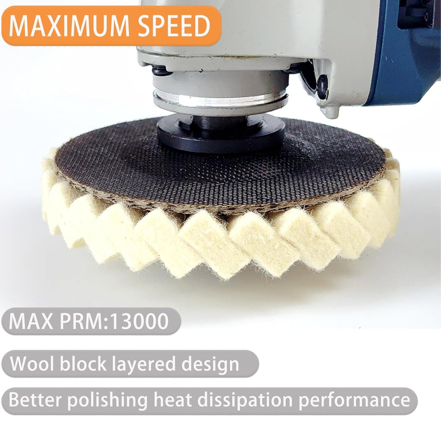 3Pcs/set Wool Felt Flap Polishing Disc,4.5 Inch for Angle Grinder