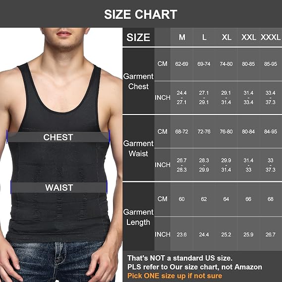 Mens Slimming Body Shaper Vest Shirt Abs Abdomen