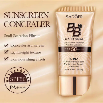 Snail Mucin BB Cream High-Coverage Oil-Control Matte Moisturizer Waterproof SPF-Infused