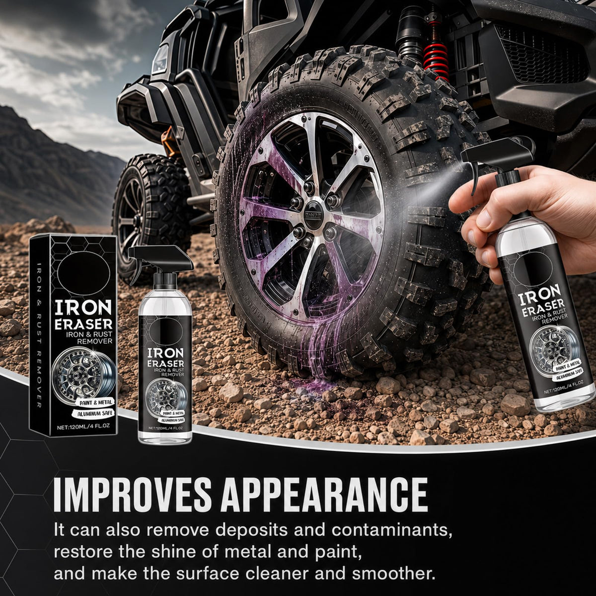 120ml Fast Iron and Rust Remover Spray for Cars, Wheels, Paint and Metal
