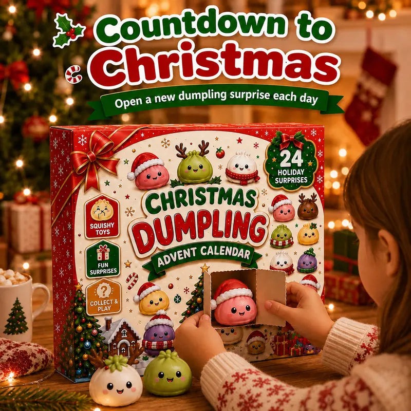2026 Christmas Mini Squishies Advent Calendar,24-Day Dumpling Squishy Toy Countdown Calendar with Glitter Squeeze Toys