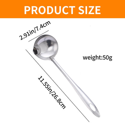 2Pcs Oil Separating Stainless Steel Soup Ladle,Grease Trap Long Spoon