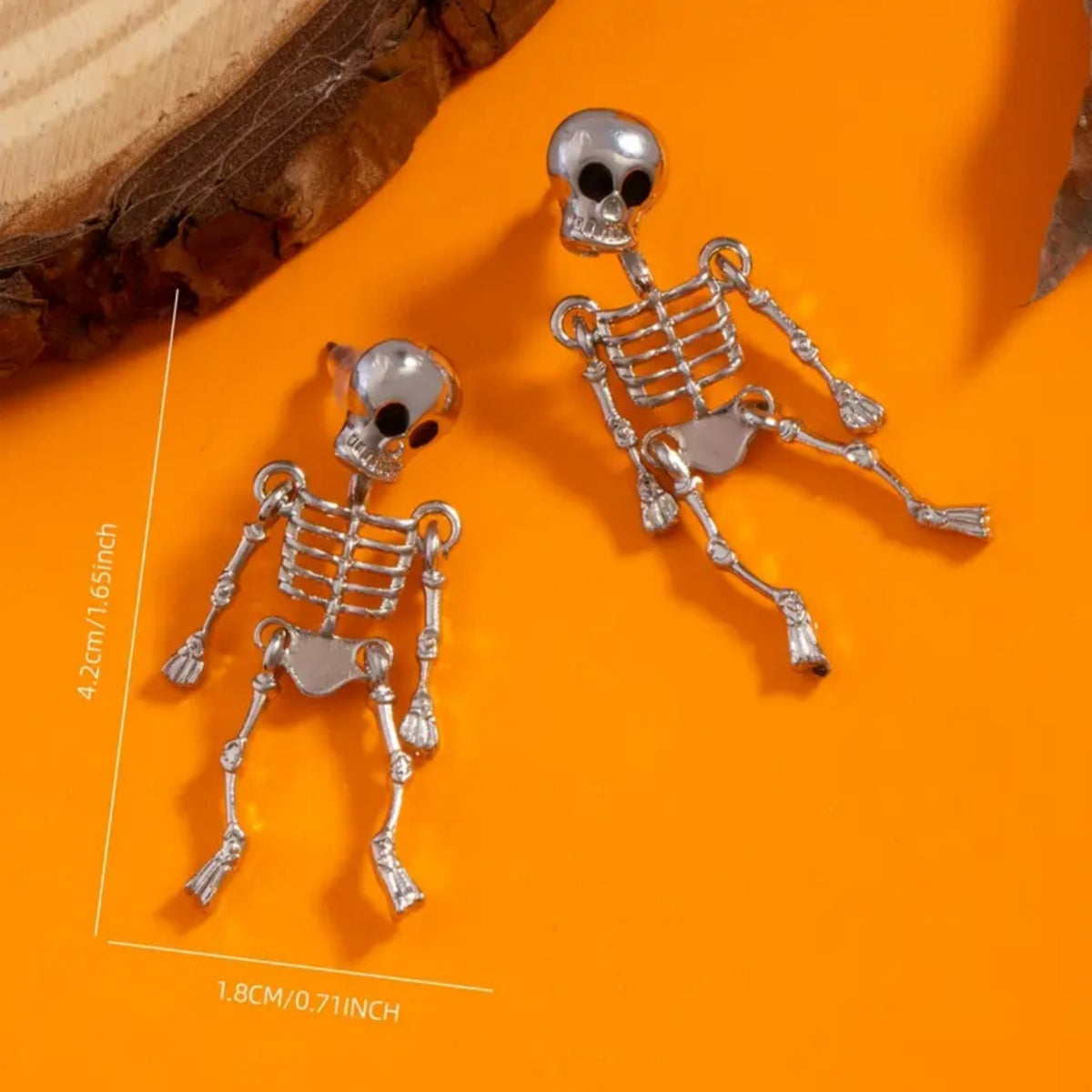 Gothic Skeleton Halloween Earrings for Women , Unique Human Skull Funny Earring Ghost Front Back Dangle Party Accessories