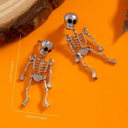 Gothic Skeleton Halloween Earrings for Women , Unique Human Skull Funny Earring Ghost Front Back Dangle Party Accessories