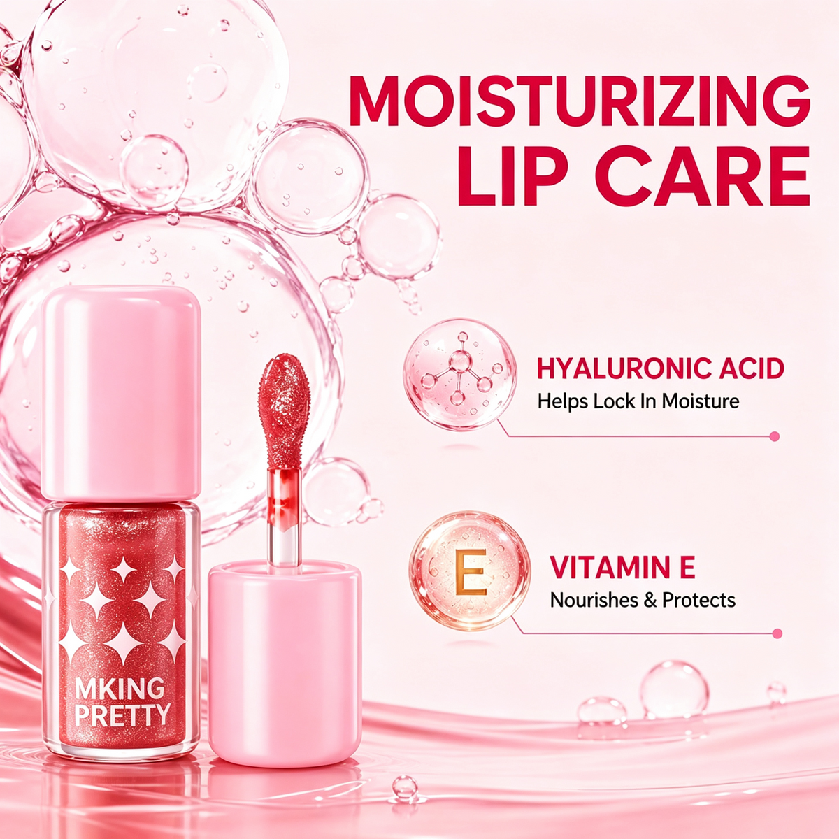 6Pcs Shimmering Lip Gloss Glossy Finish Moisturizing and Brightening