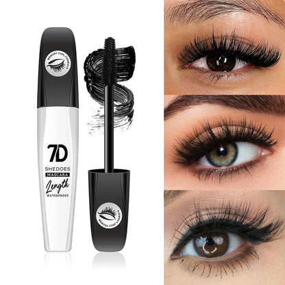 2Pcs 7D Fiber Black Mascara, Natural Lengthening Mascara,Waterproof and Smudge-proof