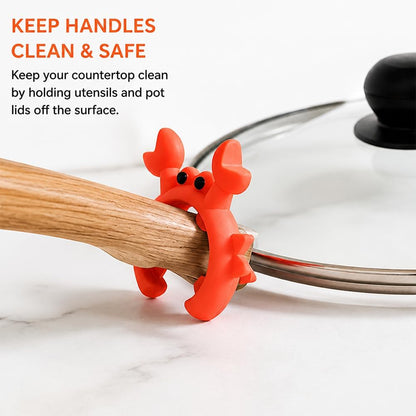 Creative Crab Shaped Spatula Rack, Silicone Anti Scalding Cooking Pot Clip
