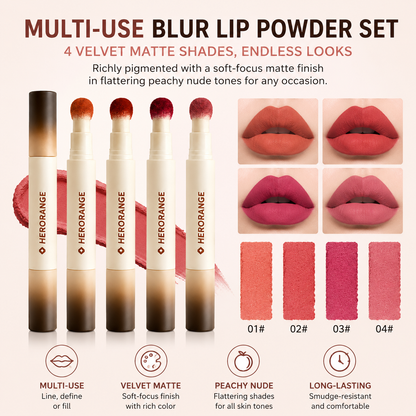 4-Piece Velvet Matte Lip Crayon Set - Waterproof,Kiss-Proof, and Smudge-Proof Lip Makeup Collection