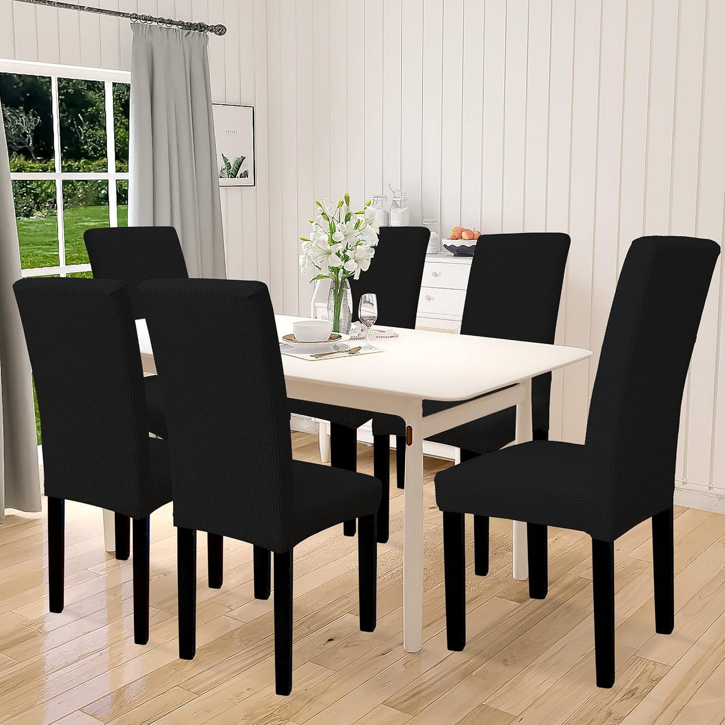 100% Waterproof Dining Room Chair Cover,Stretch Jacquard Parson Chair Slipcover