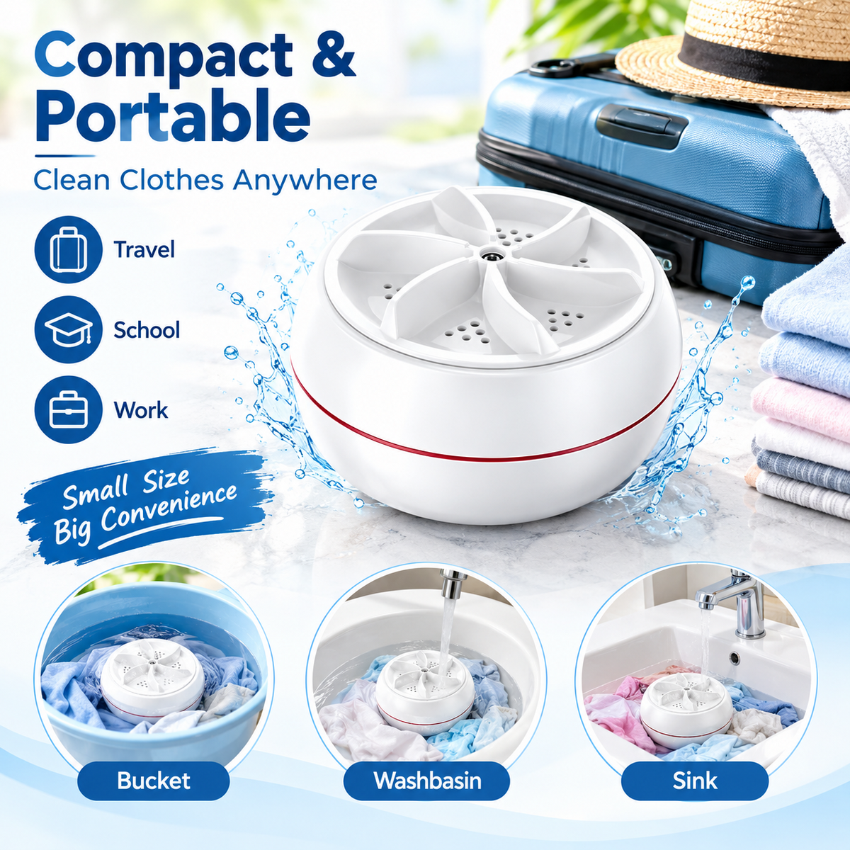 Mini portable USB Washing Machine , Sink Washing Machine Ultrasonic Turbo Washer for Clothes and Dishes