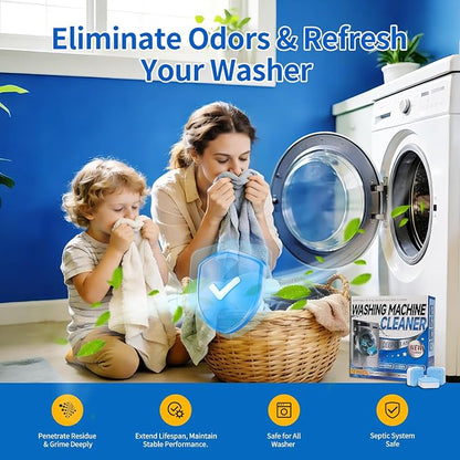 12 Pack Washing Machine Cleaner Tablets , Deep Cleaning HE Front Loader & Top Load Washer