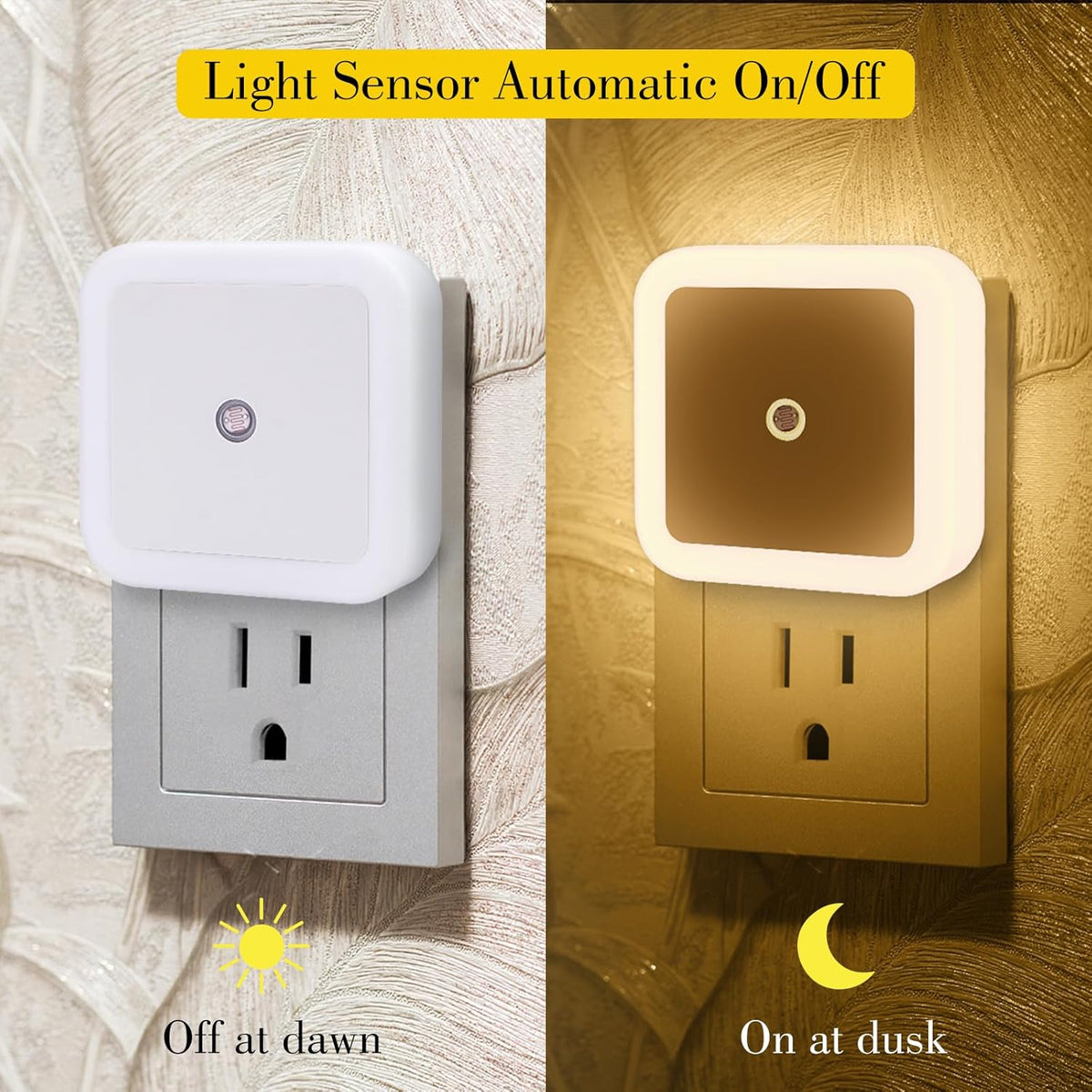 4/8Pcs Sensor-activated Plug-in LED Night Lights, Smart Dusk to Dawn