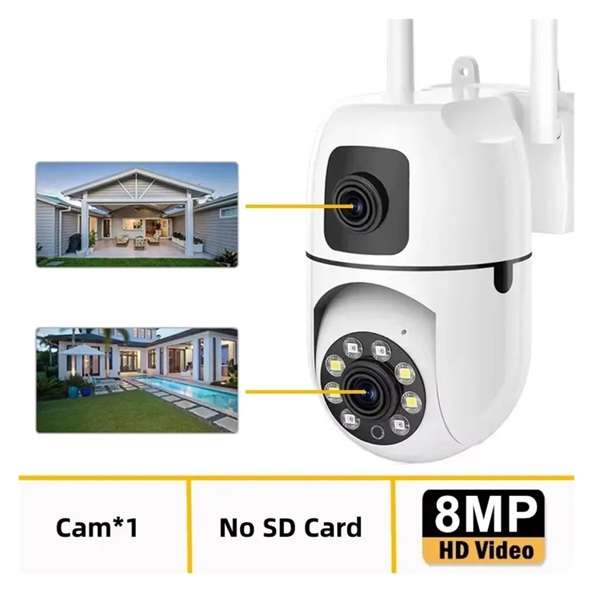 8MP Dual Lens Dual Screen WiFi IP Security Camera,Auto Tracking 8X Digital Zoom Wireless Cam with Night Vision