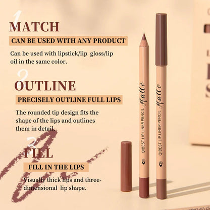 12-Color Matte Lipstick & Lip Liner Set (Wood-Cased)