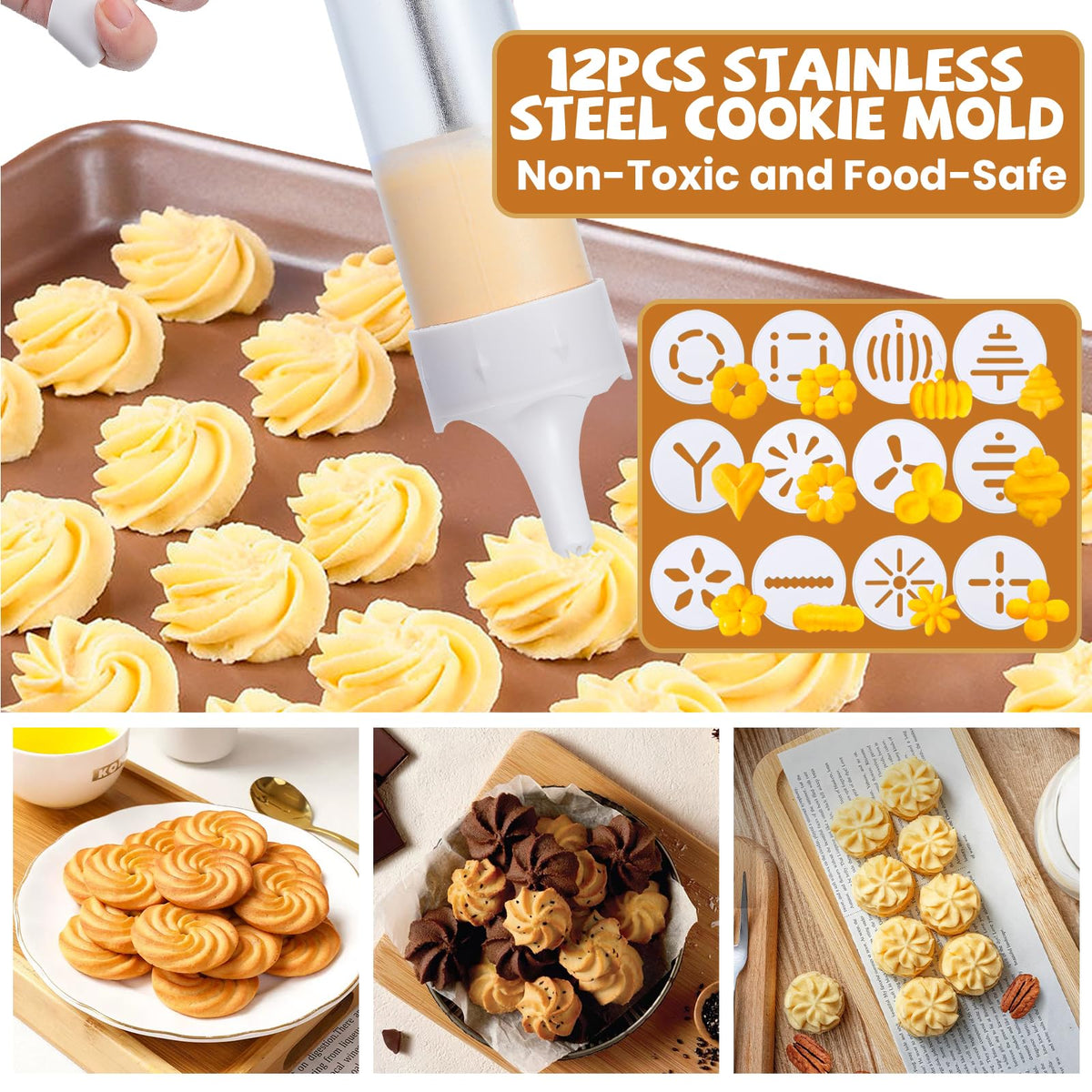Cookie Press Tolls White Spritz Cookie Press Kit with 12 Discs & 6 Piping Tips