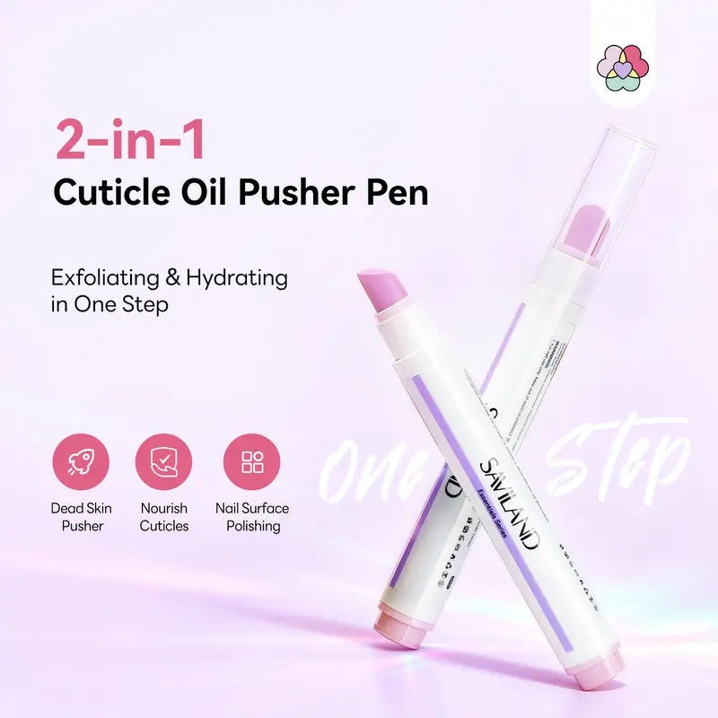 2PCS 3-in-1 Nail Care Pen, Cuticle Oil Cuticle Pusher Nail Oil Pen