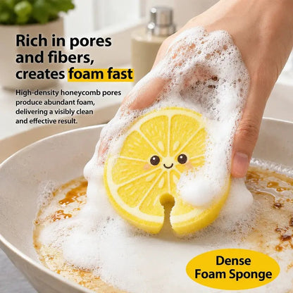 Cute Fruit‑Shaped Dishwashing Sponge Scrubber No‑Scratch Kitchen Cleaner