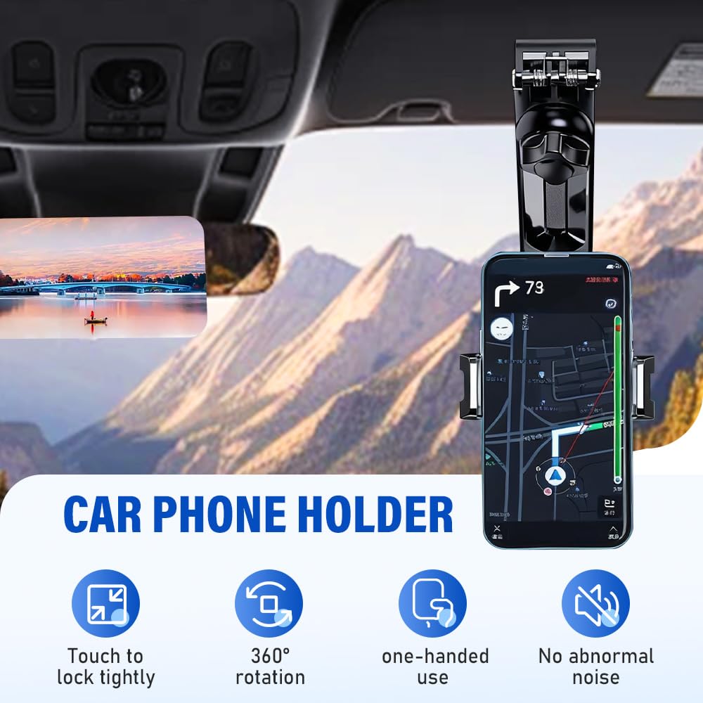 Sun Visor Phone Holder,Universal 360 Degree Rotating Retractable Phone Mount