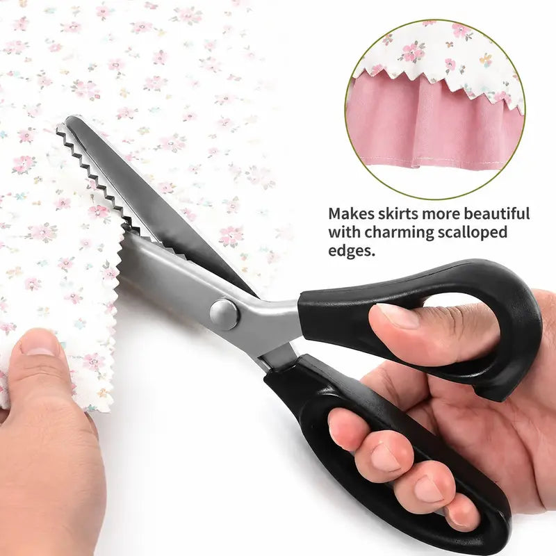 Stainless Steel Zig Zag Pinking Shears with Serrated Teeth - Durable, Sharp Sewing Tool for DIY Crafts, Dressmaking