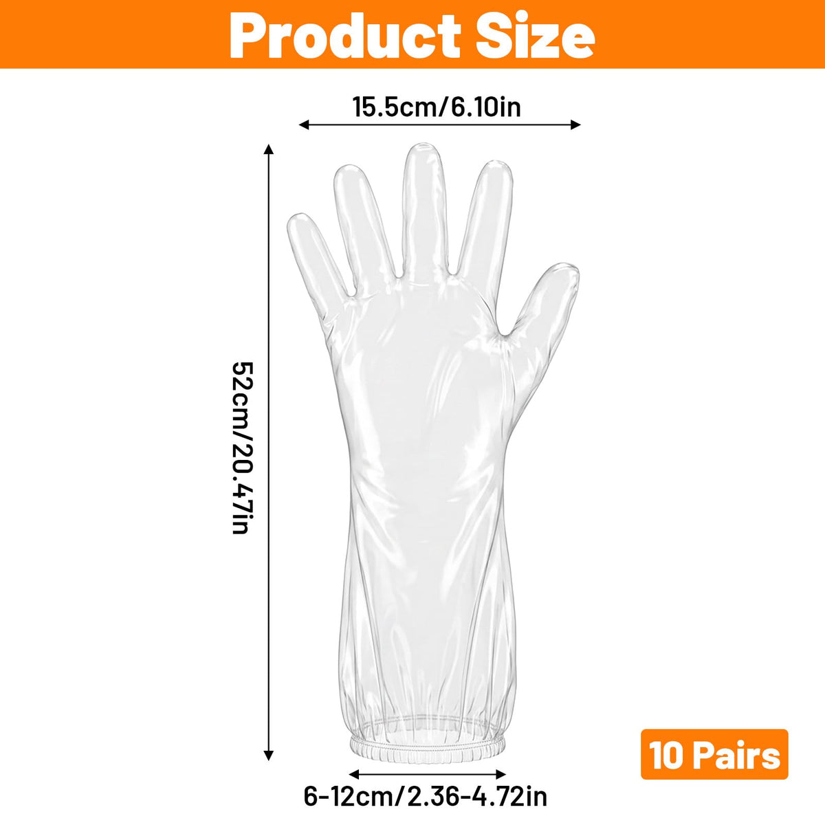 20Pcs Long Sleeve Reusable Protective Rubber Gloves Food-grade for Household Duties