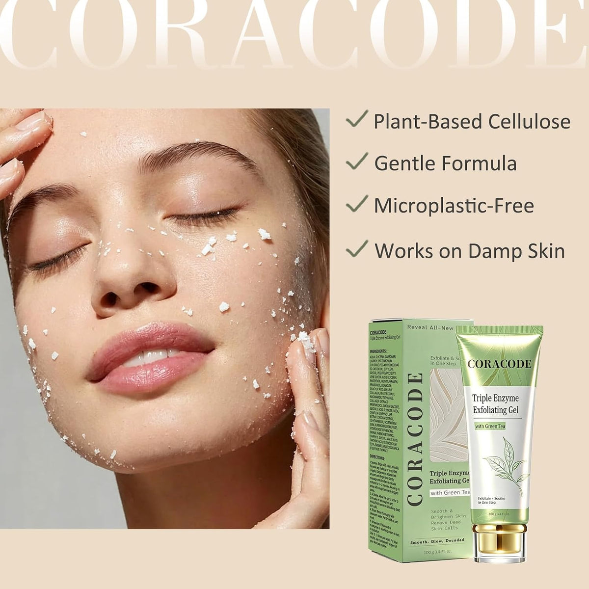 Triple Enzyme Green Tea Exfoliating Aqua Peel Gel(100ml/3.4 fl.oz),Deep Pore Face Exfoliant, Gentle Facial Exfoliator