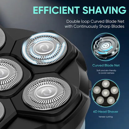 Bald Head Shaver LED Display Waterproof Rechargeable Long Battery