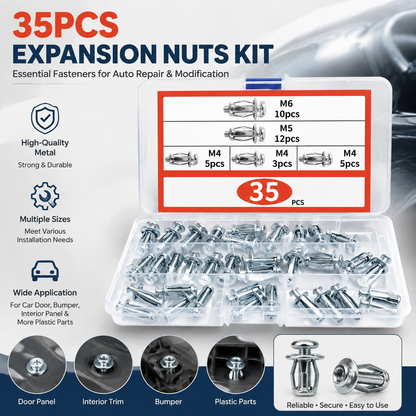 35Pcs Expansion Screw Petal Nut Set, M4 M5 M6 M8 Hollow Wall Anchors Nuts Kit with Screws