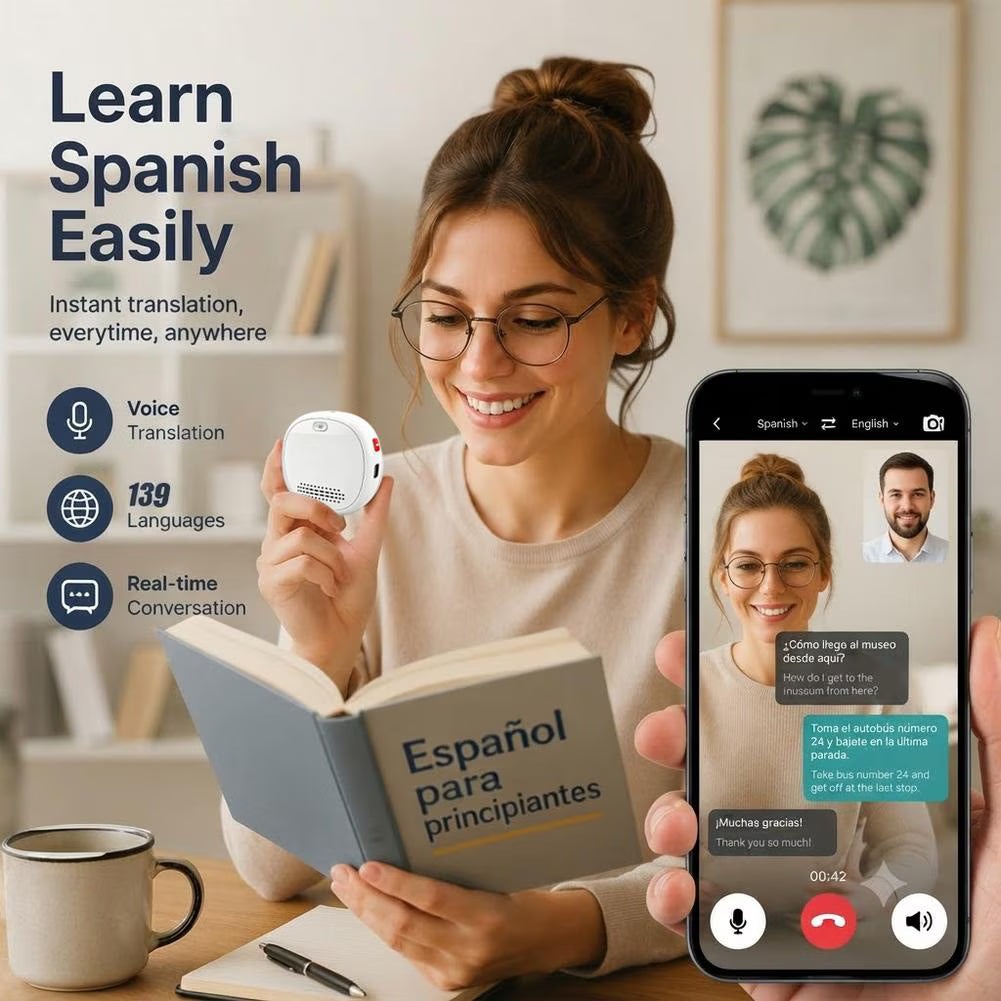 Portable Al Smart Wearable Translator, 139 Languages Real-Time Voice Translation