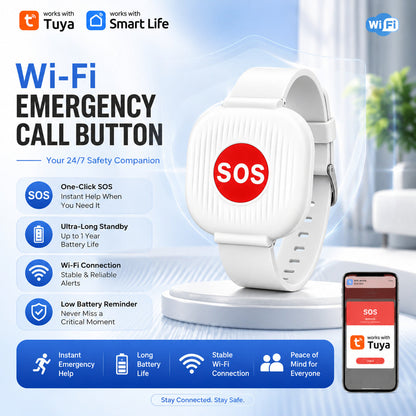 SOS Emergency Call Bracelet Life Alert for Seniors, No Monthly Fee,WiFi Caregiver Call Button