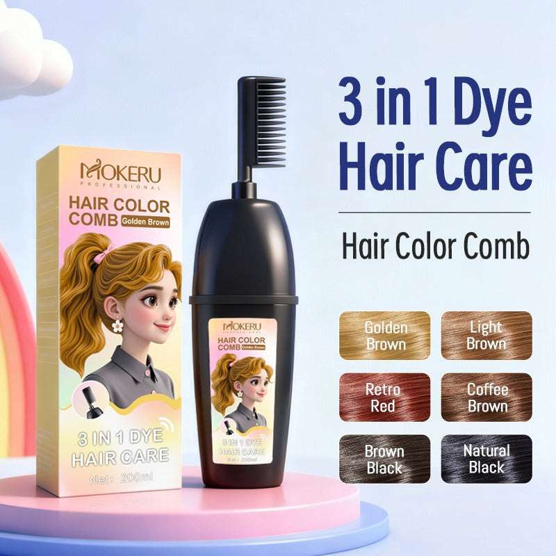3-In-1 Herbal Hair Coloring Comb I Easy Hair Coloring At Home with Built-In Brush