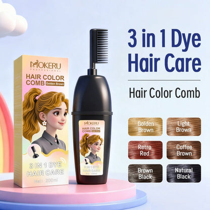 3-In-1 Herbal Hair Coloring Comb I Easy Hair Coloring At Home with Built-In Brush