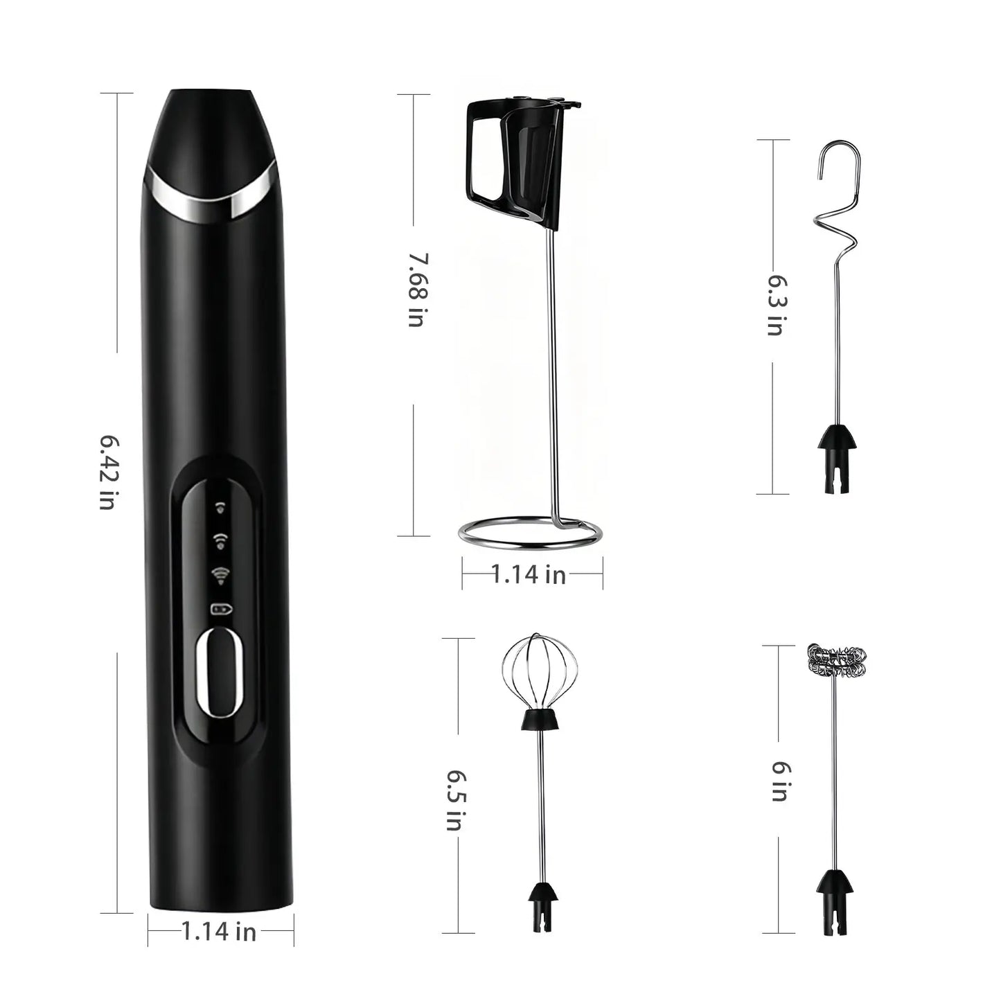 2026 Upgraded Rechargeable Milk Frother – Handheld Electric Coffee Mixer with 3 Whisks