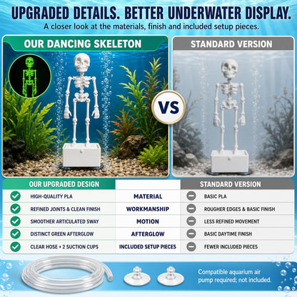 Luminous Dancing Skeleton Aquarium Bubbler Halloween Fish Tank Ornament
