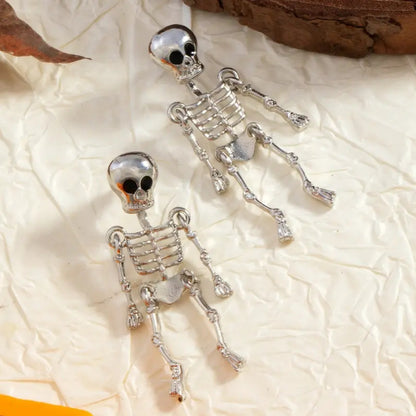 Gothic Skeleton Halloween Earrings for Women , Unique Human Skull Funny Earring Ghost Front Back Dangle Party Accessories