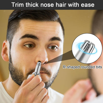 2PCS Stainless Steel Manual Nose Hair Trimmer with Cleanning Brush